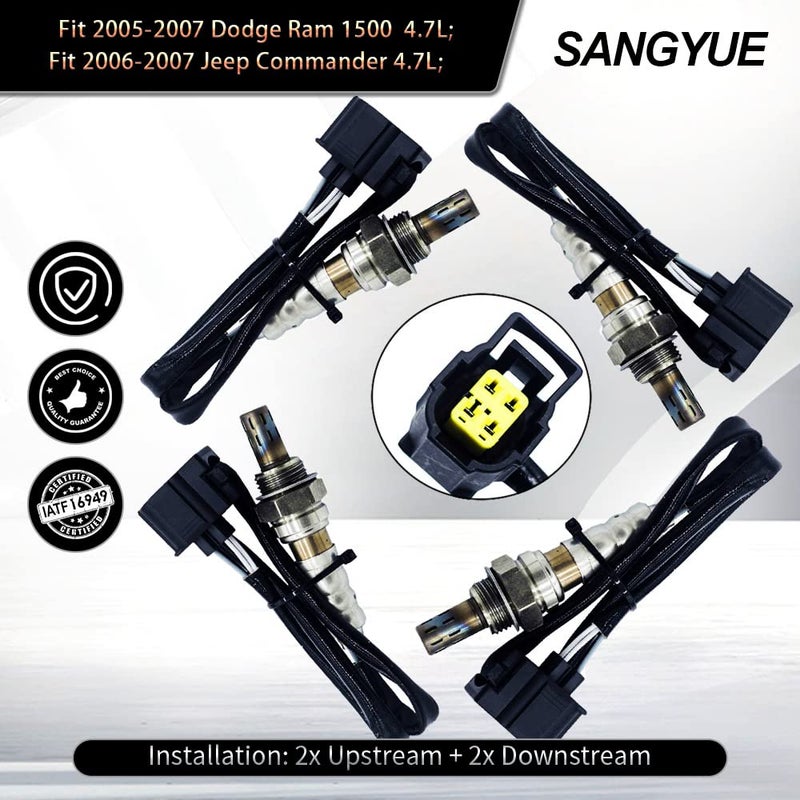 Sangyue 4 Oxygen Sensor for 2005 2006 2007 Dodge Ram 1500 4.7L Upstream + Downstream - Image 2